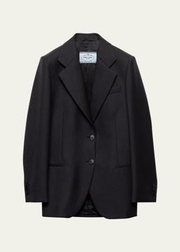 Wool Gabardine Single-Breasted Blazer