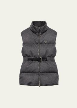 Belted Velvet Down Puffer Jacket