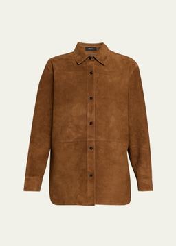 Long-Sleeve Suede Menswear Shirt