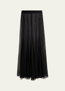 Paneled Sheer Silk Maxi Skirt