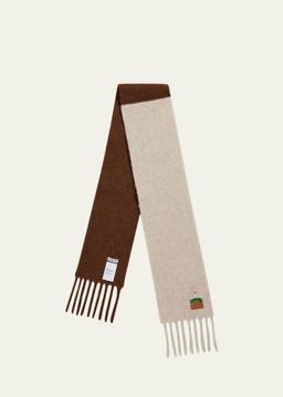 Embroidered Two-Tone Alpaca-Blend Scarf