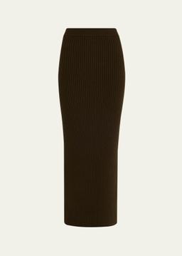 Ribbed Wool-Cashmere Maxi Pencil Skirt