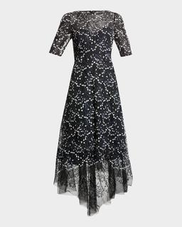 3D Lace High-Low Cocktail Dress