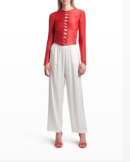 Striped Twist-Cutout Top