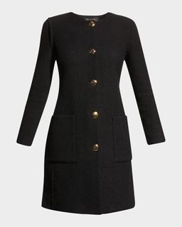 Compact-Knit Boucle Patch-Pocket Jacket