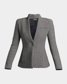 Diagonal Stripe Single-Breasted Jersey Jacket