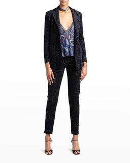 Swirl Jacquard Jersey Single-Breasted Blazer Jacket