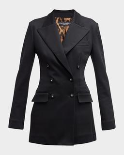 Long Tailored Blazer Jacket with Button Detail