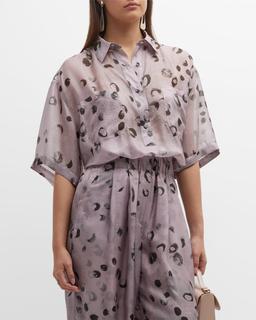 Printed Silk Wide-Leg Pants