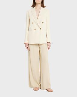 Drop-Waist Pleated Crepe Trousers