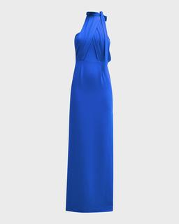 Annabeth Draped Halter Column Gown