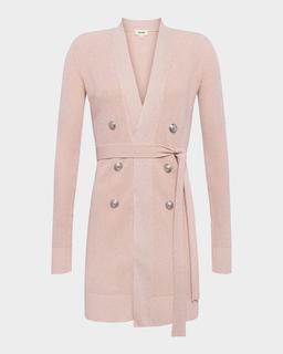 Noe Double-Breasted Metallic-Knit Cardigan