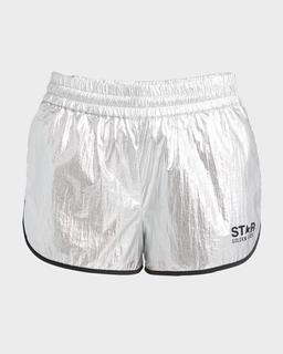Star Diana Metallic Pull-On Logo Shorts