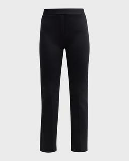 Cropped Flare Neoprene Trousers with Front Crease