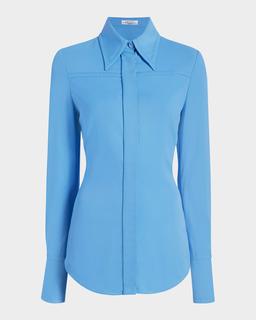 Bias Seamed Button Up Blouse
