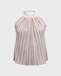 Striped Pleated Halter Blouse
