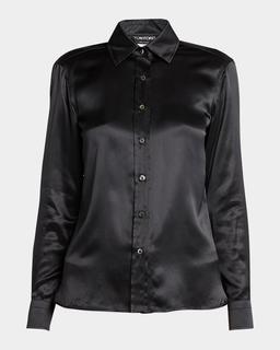 Button Up Silk Satin Shirt