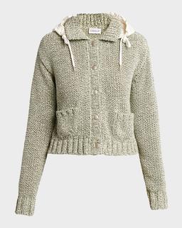 Rib-Knit Hooded Cardigan