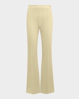 Lola Cropped Pintuck Flare-Leg Pants