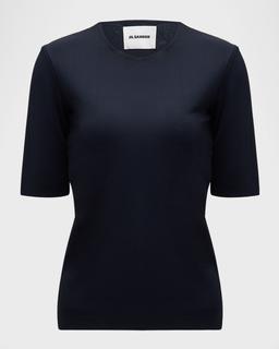 Elbow-Sleeve Slim Top