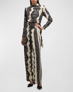 Venetian Lace Side-Tie Blouse