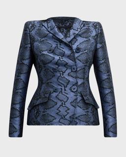 Snake Print Double-Breasted Jacket