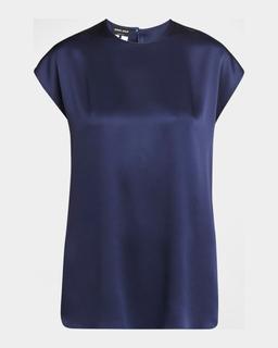 Cap-Sleeve Silk Blouse