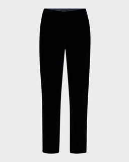 Mid-Rise Slim-Leg Velvet Trousers