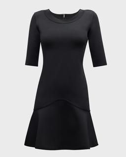 Scoop-Neck Flounce Knit Mini Dress