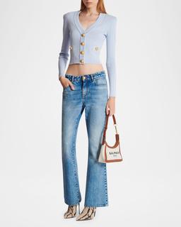 Buttoned Knit Cropped Cardigan