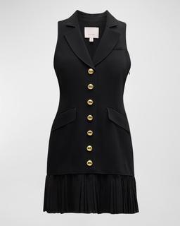 Regan Sleeveless Pleated-Skirt Blazer Mini Dress