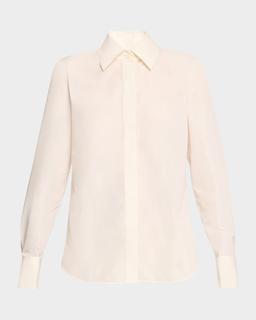 Button-Down Recycled Taffeta Blouse