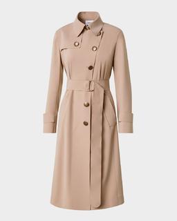Techno Laser Cut Crepe Belted Trench Coat