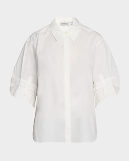 Gemma 3/4-Sleeve Poplin Button-Front Shirt