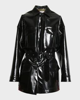 Vinyl Wrap Coat with Belt