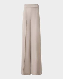 Fellia Silk Georgette Wide-Leg Slit Pants