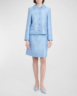 Floral Jacquard Matelasse A-Line Skirt