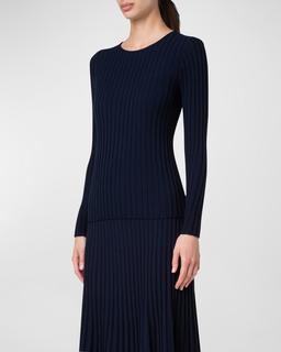 Merino Wool Ribbed Knit Sweater
