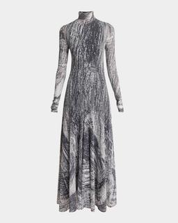 Gemma Printed Tulle Jersey Dress