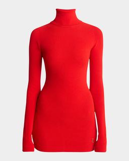 Fox Rib-Knit Matte Viscose Turtleneck Top