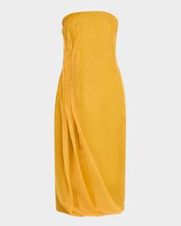 Aracely Ruffle Strapless Faille Dress