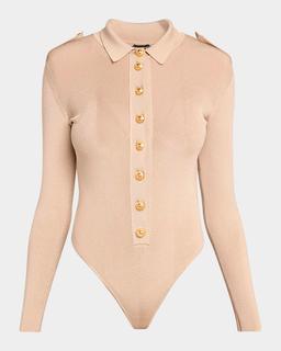 Button-Front Polo Bodysuit