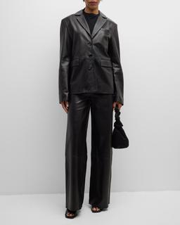 Figari Wide-Leg Leather Pants