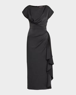 Florence Draped Short-Sleeve Midi Dress