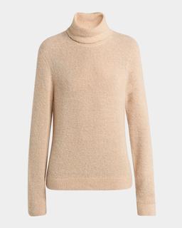 Cocooning Silky-Boucle Turtleneck Sweater
