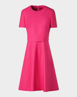 Layered Short-Sleeve Silk Dress