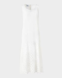 Polka Dot Organzino Sleeveless Midi Dress