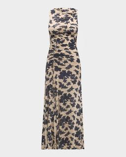 Natalia Ruched Floral-Print Maxi Dress