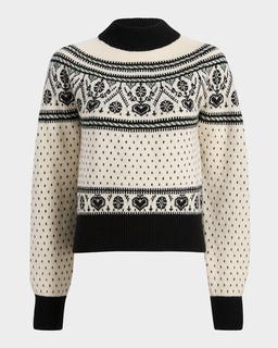 Guy Intarsia Mock Neck Cashmere Sweater