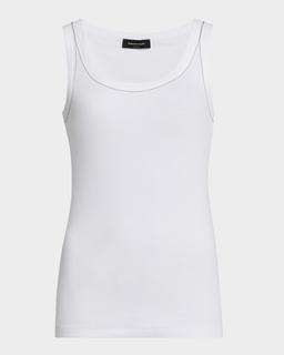 Diamante-Trim Ribbed Jersey Tank